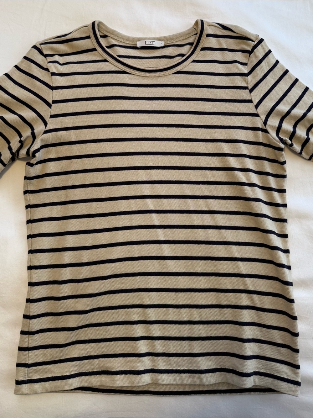 AYR The Matinee Tee Sandstone Stripe, L - Picture 3 of 9